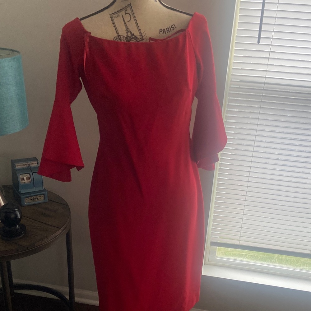 Chelsea28 Red Long Sleeve Dress
